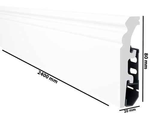 Plintă Vega videlit cu canal P0830 Arbiton albă 2400x20x80 mm