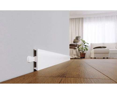 Plintă Arbiton STIQ XL STX810 albă 2200x80x15 mm