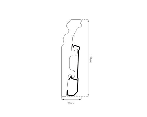 Plintă Vega videlit cu canal P0830 Arbiton albă 2400x20x80 mm-4