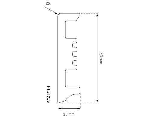 Plintă Arbiton STIQ XL STX610 albă 2200x60x15 mm