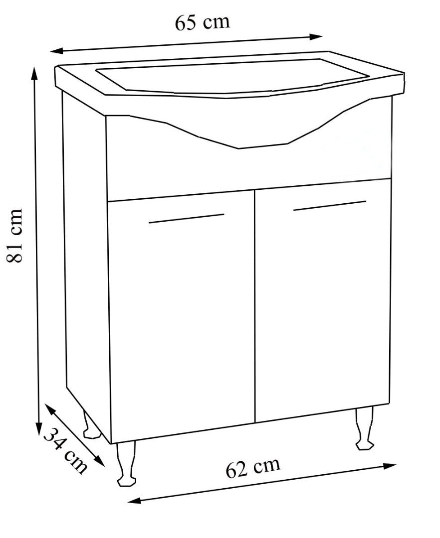 Bază și lavoar Seria 144, 65cm, Alb