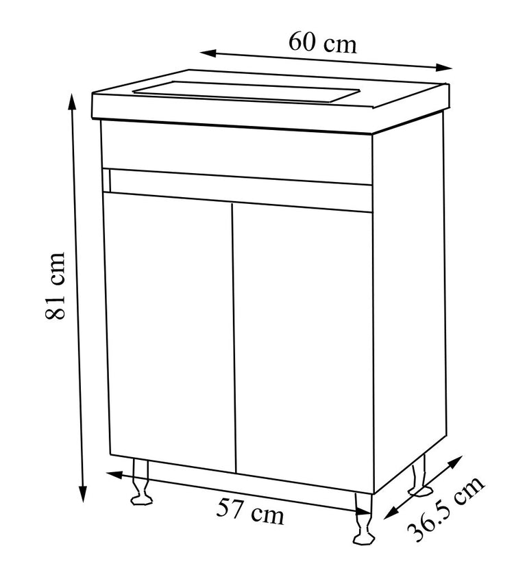 Bază și lavoar Seria 286, 60 cm, Alb