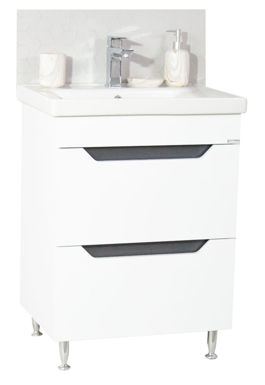Bază MDf și lavoar, seria 756, 60cm, sertare, Alb/Antracit