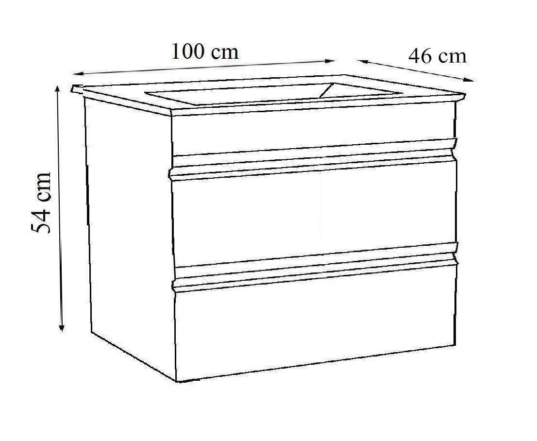 SERIA 786 100CM - Mobilier Baie Suspendat ALB 2 SRT, Lavoar Ceramic