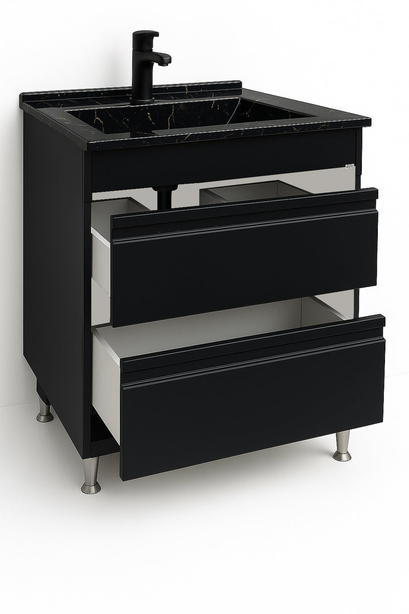 SERIA 486 - MOBILIER BAIE MDF 80CM STR NEGRU + LAVOAR GRANIT NEGRU-3