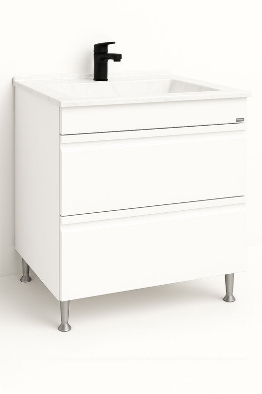 SERIA 486 - MOBILIER BAIE MDF 80CM SRT ALB + LAVOAR GRANIT ALB