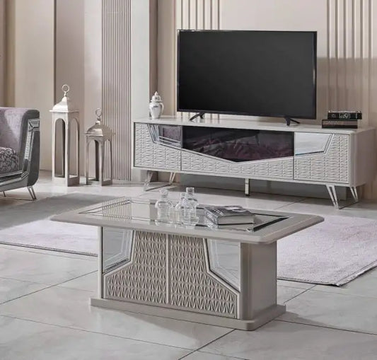 Unitate T.V cu semineu Milano,crom