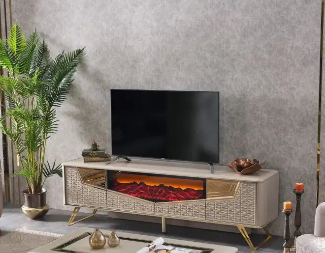 Unitate T.V cu semineu Milano,gold