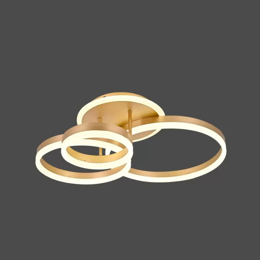 Lustra LED cu telecomanda RIGA LILITH 68W, 3 Cercuri, lumina Rece/Calda/Neutra, Dimabila, Auriu Lucios