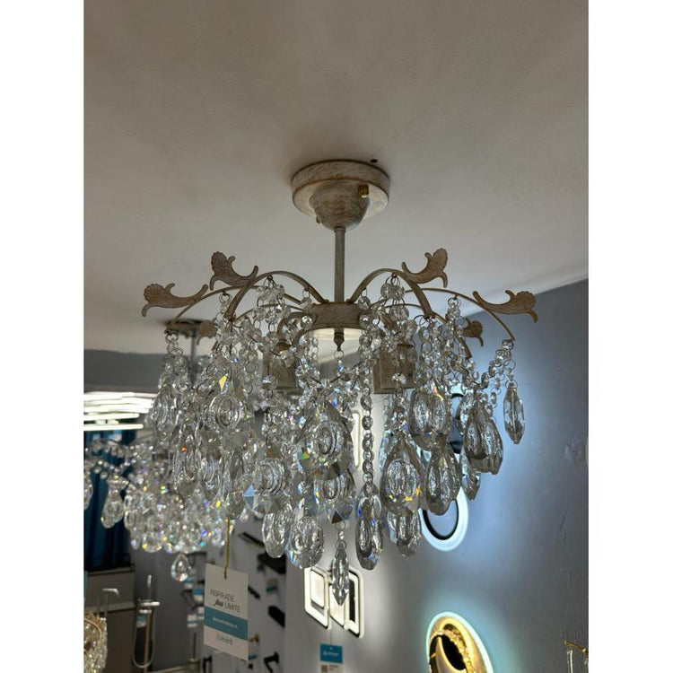 Candelabru Cristal Anastasis, 4*E27, Alb, Metal și Cristal