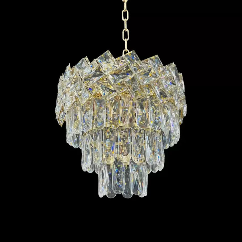 Candelabru Cristal WINDSOR Petito 3xE27, Diametru 30cm, Auriu Lucios, Inaltime Reglabila-4