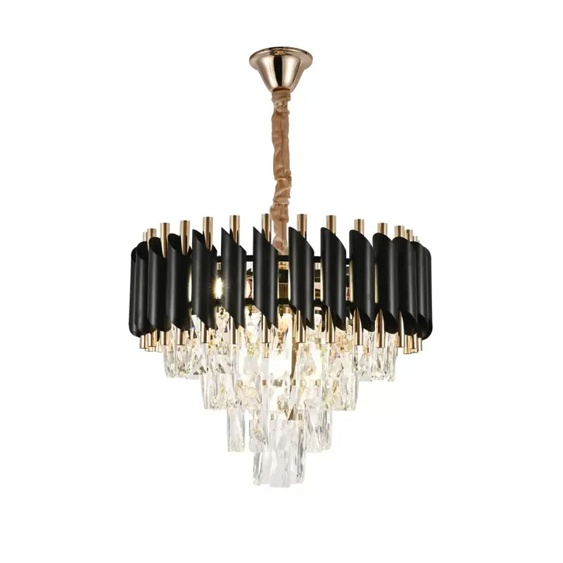 Candelabru Cristal VERSAILLES Nobile 4xE14, Diametru 40cm, Auriu Lucios si Negru, Inaltime Reglabila-2
