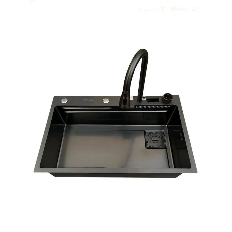 Chiuveta multifunctionala, bucatarie, otel inoxidabil, baterie dubla, accesorii incluse, scurgere cu tocator, Hausberg HBC-9950NG - La Cucu