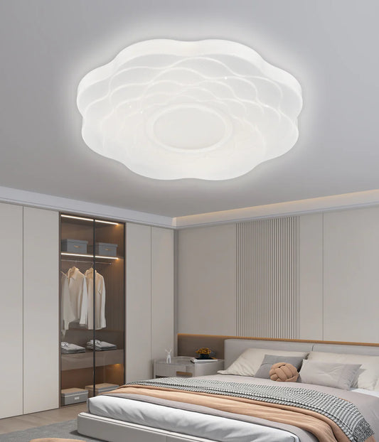 Plafonieră LED Floare 35 cm, 32W, 3000K / 4000K / 6000K, Alb, Metal si Acril