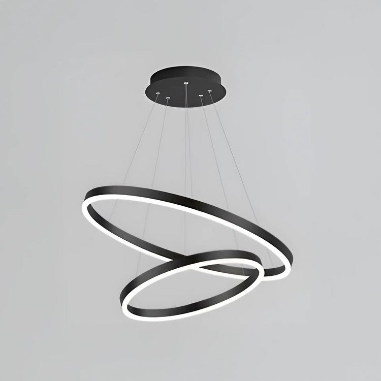 Lustra LED suspendata cu telecomanda CASIANA 41W, 2 Cercuri, lumina Rece/Calda/Neutra, Dimabila, Negru, Inaltime Reglabila