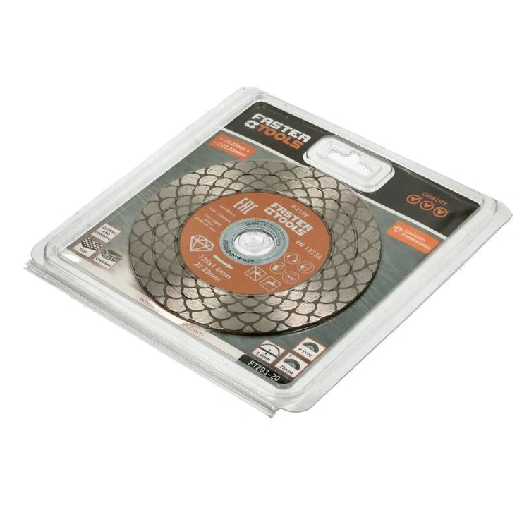 Disc diamantat fagure pentru taiere ceramica dura, gresie portelanata, piatra naturala 125x1.6mm Faster Tools P-Type