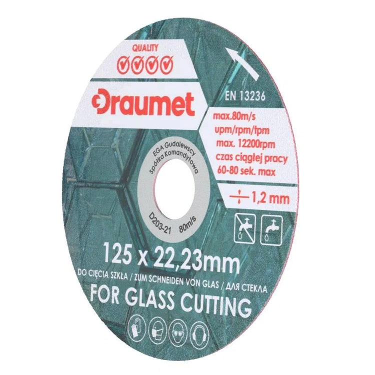Disc diamantat pentru taiere sticla 125x1.2mm Draumet