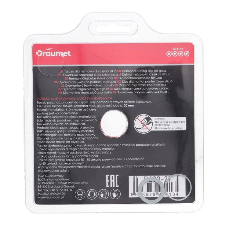 Disc diamantat pentru taiere sticla 125x1.2mm Draumet