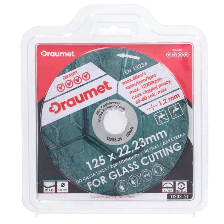 Disc diamantat pentru taiere sticla 125x1.2mm Draumet