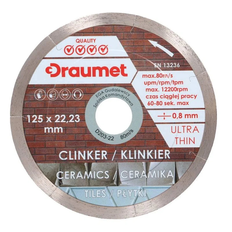 Disc diamantat Ultra-Subtire pentru ceramica portelanata 125x0.8mm