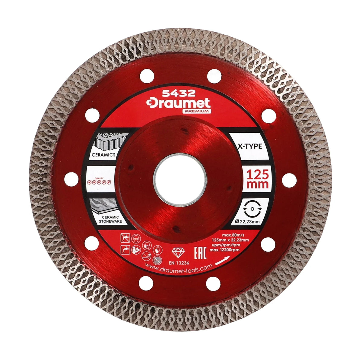 Disc profesional subtire turbo pentru taiere ceramica dura, gresie portelanata 125x1.2mm Draumet