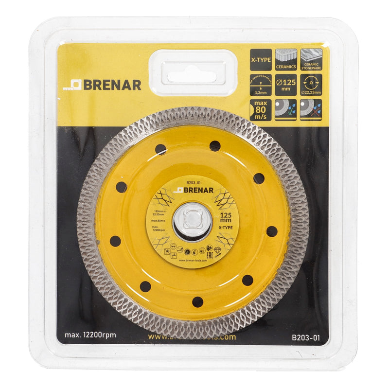 Disc subtire turbo pentru taiere ceramica dura, gresie portelanata 125x1.2mm Brenar-5