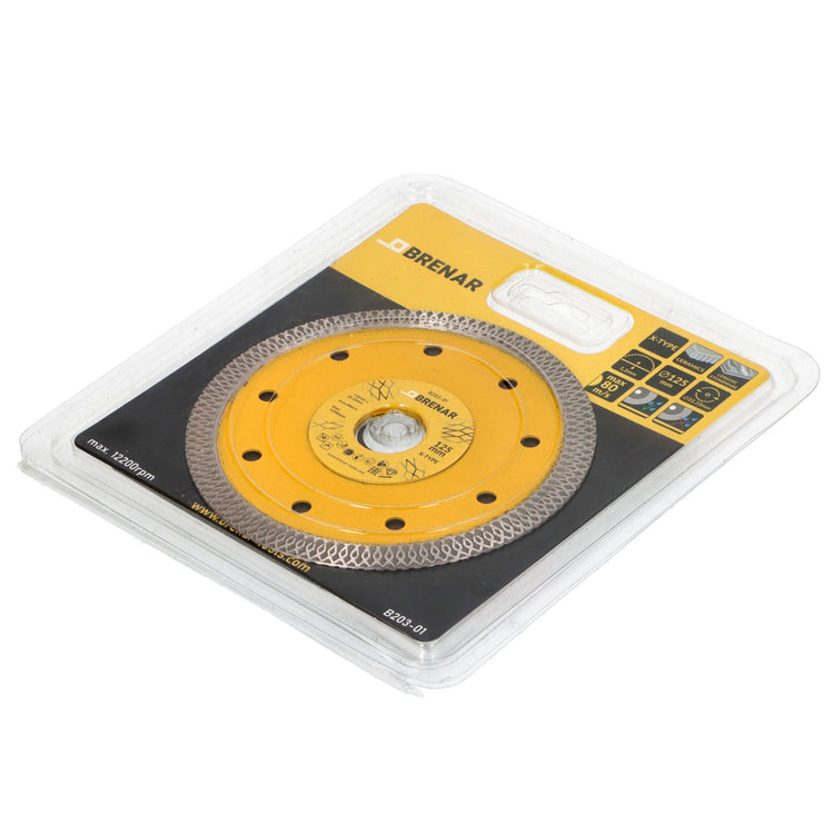 Disc subtire turbo pentru taiere ceramica dura, gresie portelanata 125x1.2mm Brenar