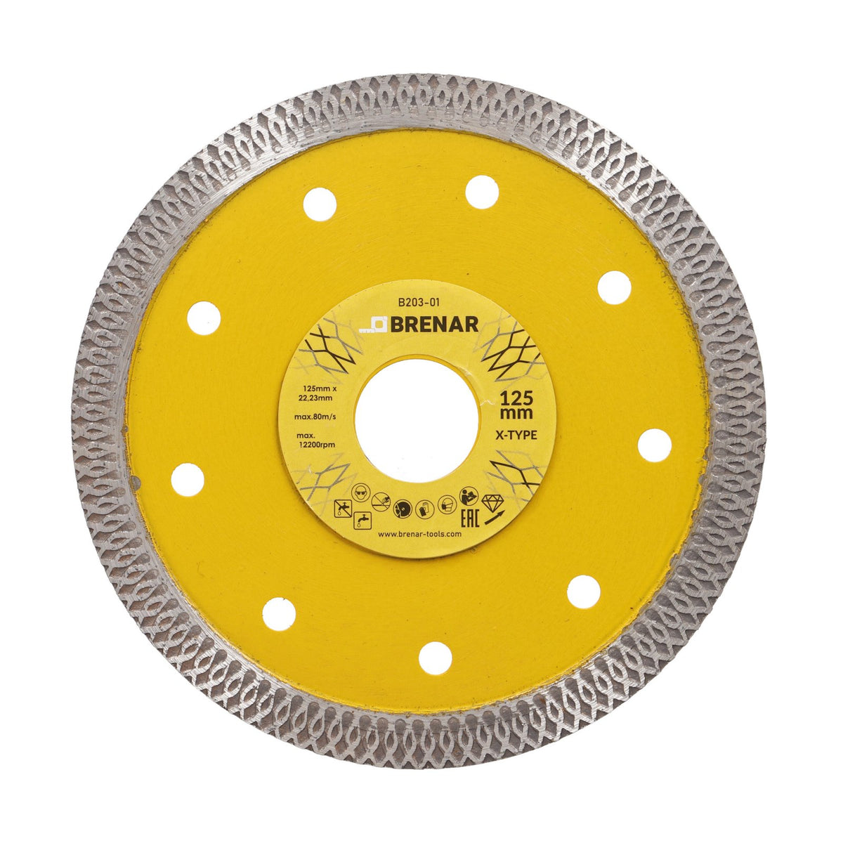 Disc subtire turbo pentru taiere ceramica dura, gresie portelanata 125x1.2mm Brenar