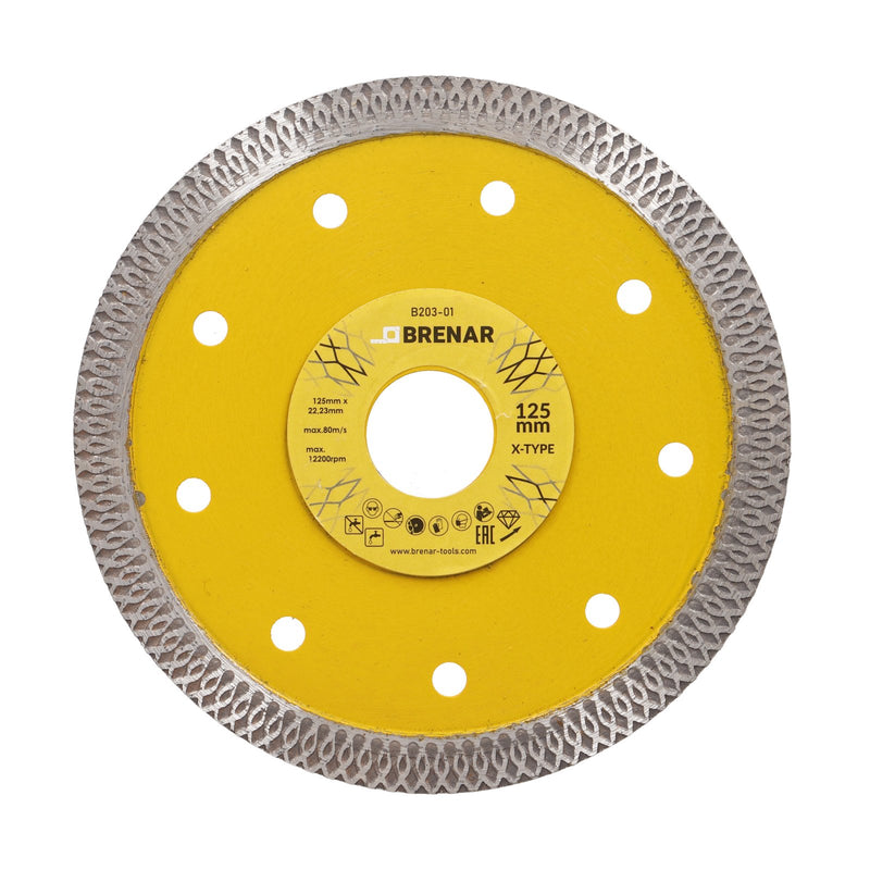 Disc subtire turbo pentru taiere ceramica dura, gresie portelanata 125x1.2mm Brenar-1