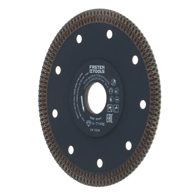 Disc subtire turbo pentru taiere ceramica dura, gresie portelanata 125x1mm Faster Tools