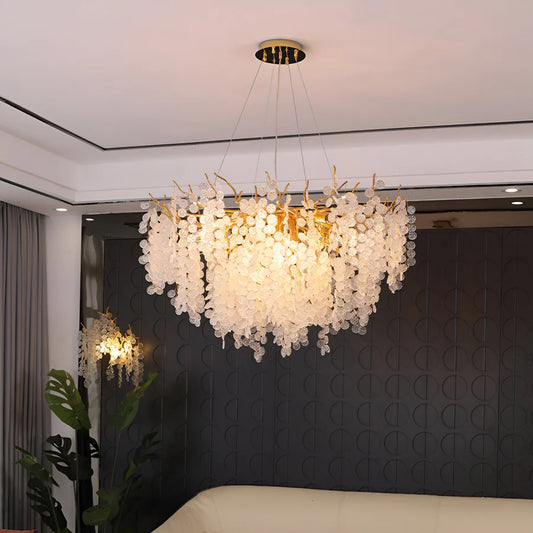 Candelabru Cristal WALTZ Serenade, 8xG9, Auriu, 60cm, Inaltime Reglabila