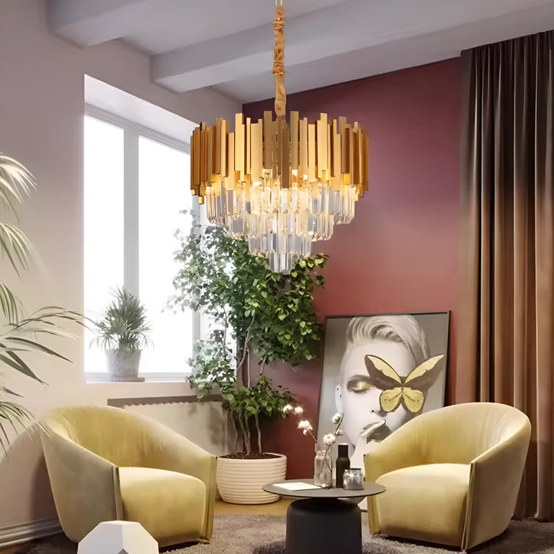 Candelabru BLOIS Nobile, Diametru 40cm, 5x E14 Auriu, Inaltime Reglabila-1