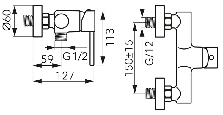 Baterie perete duș FIESTA GOLD