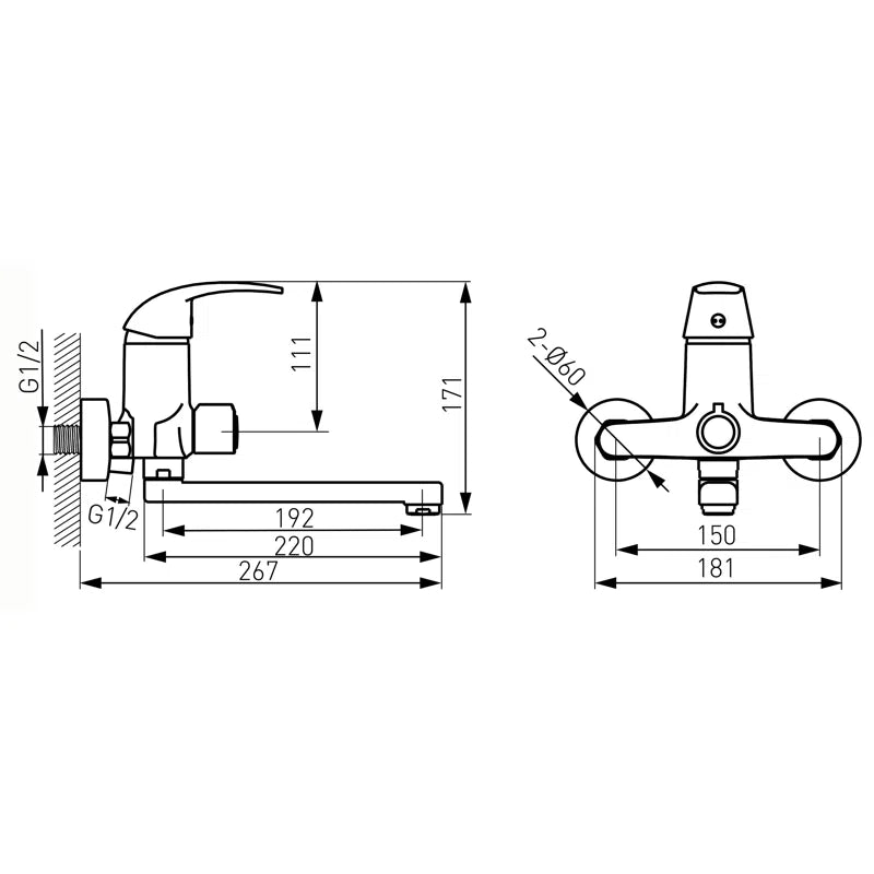 FERRO BVA3A BATERIE PERETE CADA/DUS VASTO PIPA MOBILA 195MM-2