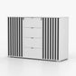 Comoda Verona, 135x96x45 cm, alb cu lamele negre