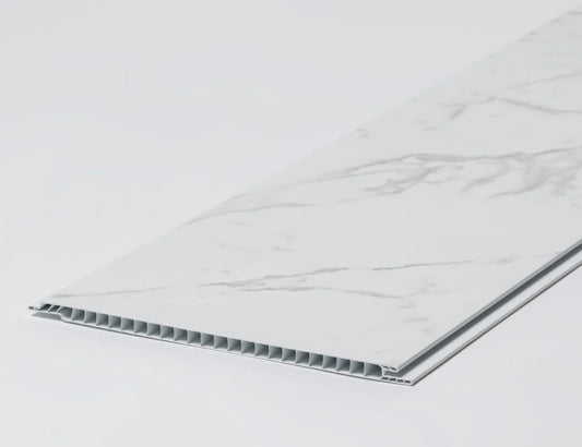 Lambriu PVC cu canale, Buker Pvc, Marmura Alb, 20 cm / 8 mm, 4 m, 8 m2/pachet