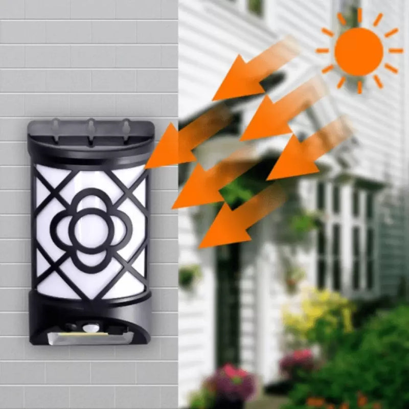 Lampă LED Solară de Perete cu Senzor, Tip Flacără 3 W-1