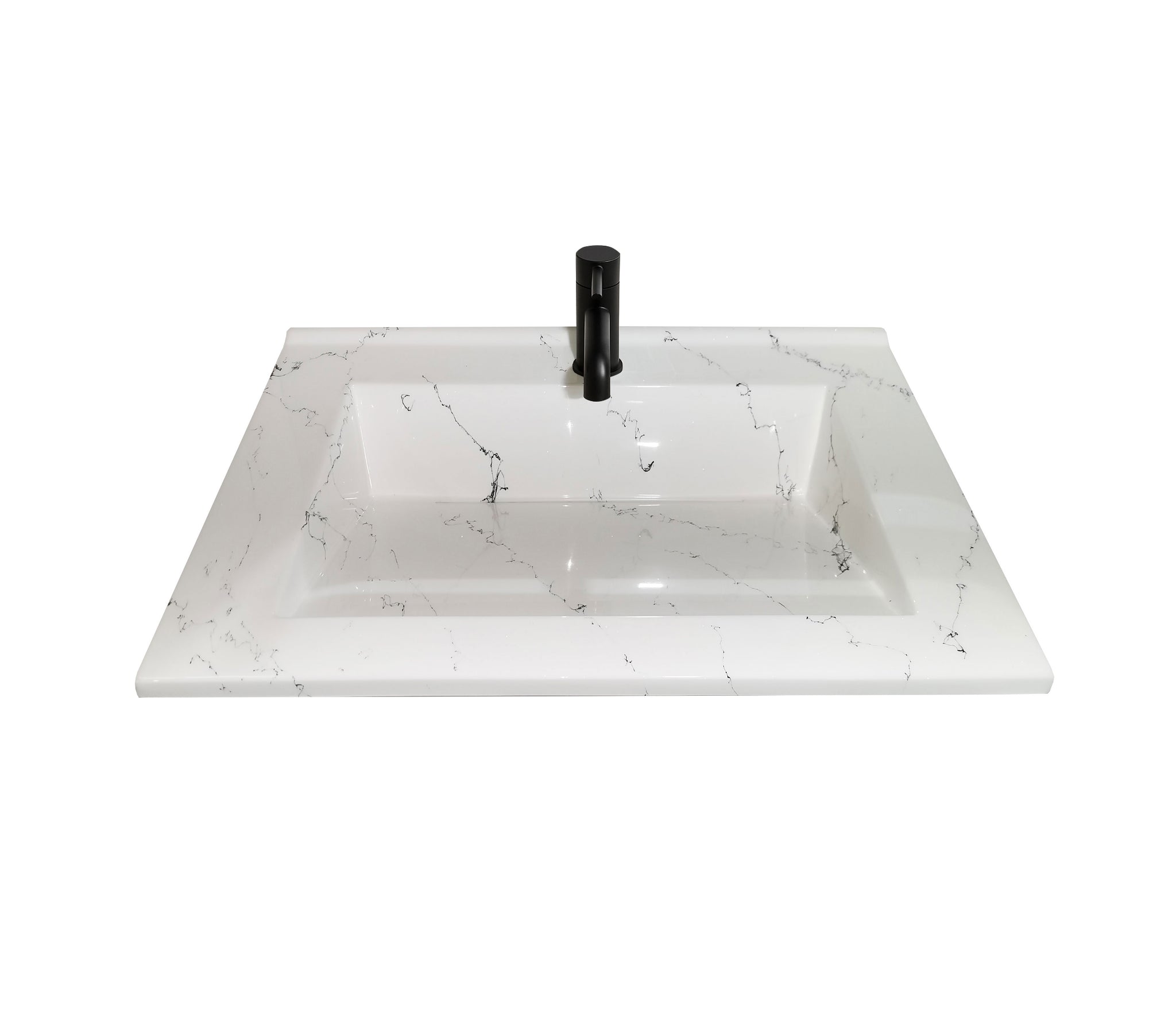 Mobilier Baie MDF și lavoar granit, Seria 486, Sertare, 60cm, Alb