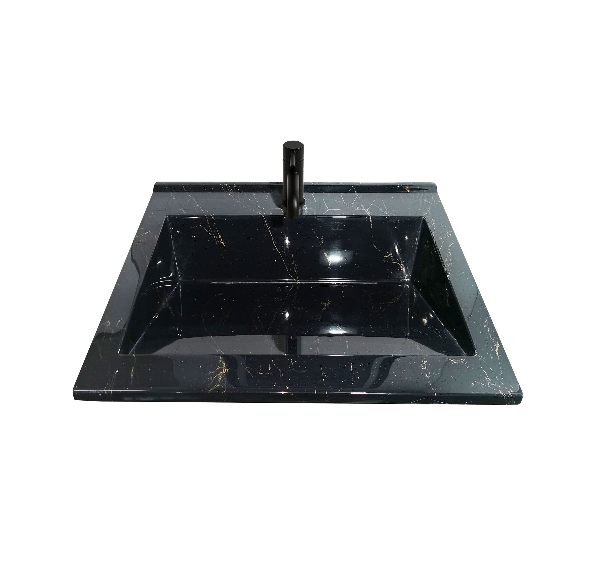 Mobilier Baie MDF și lavoar granit, Seria 486, Sertare, 60cm, Negru