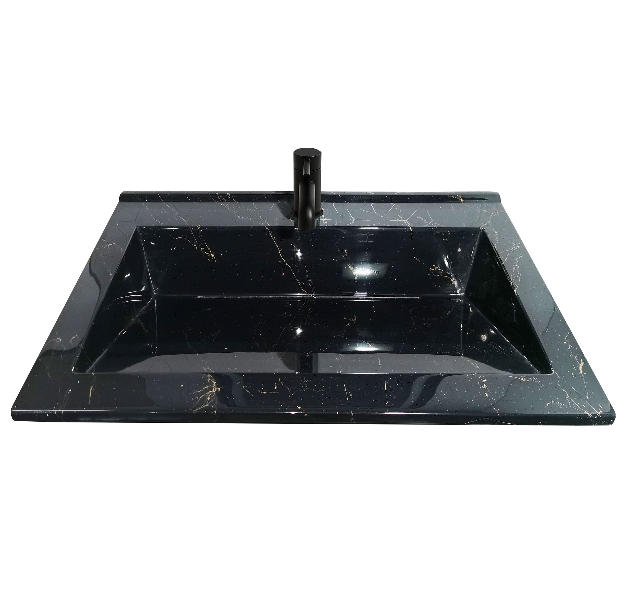 Mobilier Baie MDF și lavoar granit, Seria 486, Sertare, 80cm, Negru