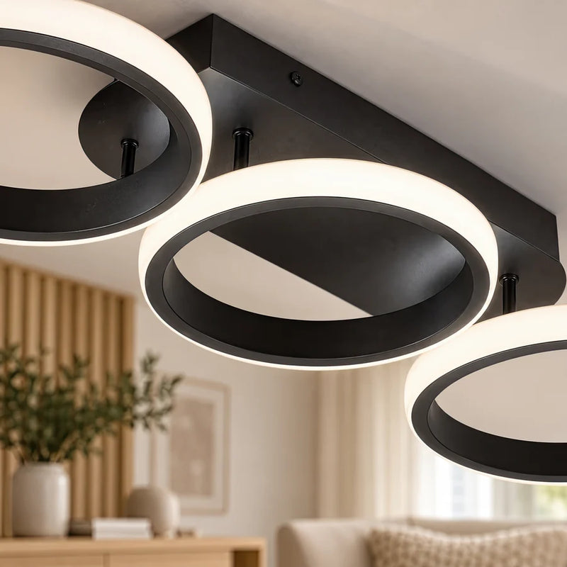 Lustra LED ELIO 34W, 3 Cercuri, Liniara, lumina Rece/Calda/Neutra, Negru-3