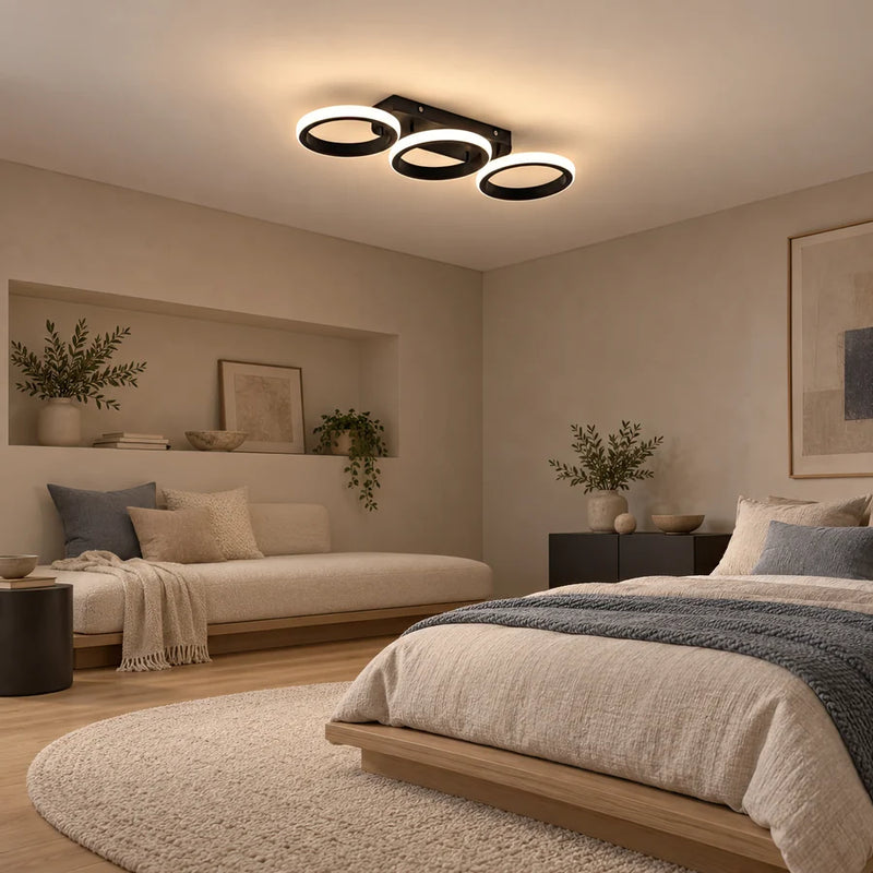 Lustra LED ELIO 34W, 3 Cercuri, Liniara, lumina Rece/Calda/Neutra, Negru-4