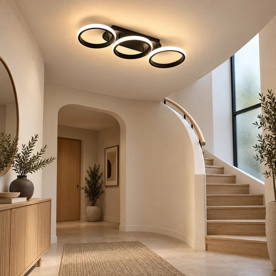 Lustra LED ELIO 34W, 3 Cercuri, Liniara, lumina Rece/Calda/Neutra, Negru-6