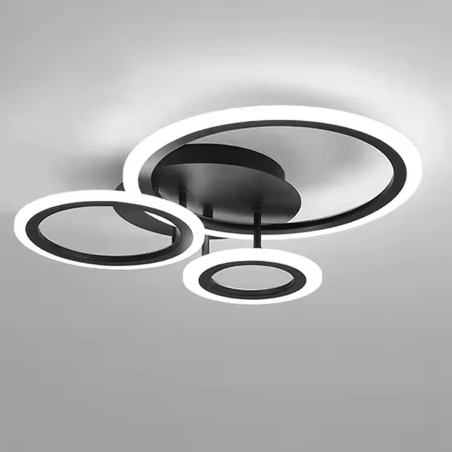 Lustra LED cu telecomanda BETTY 40W, 3 Cercuri, lumina Rece/Calda/Neutra, Dimabila, Negru