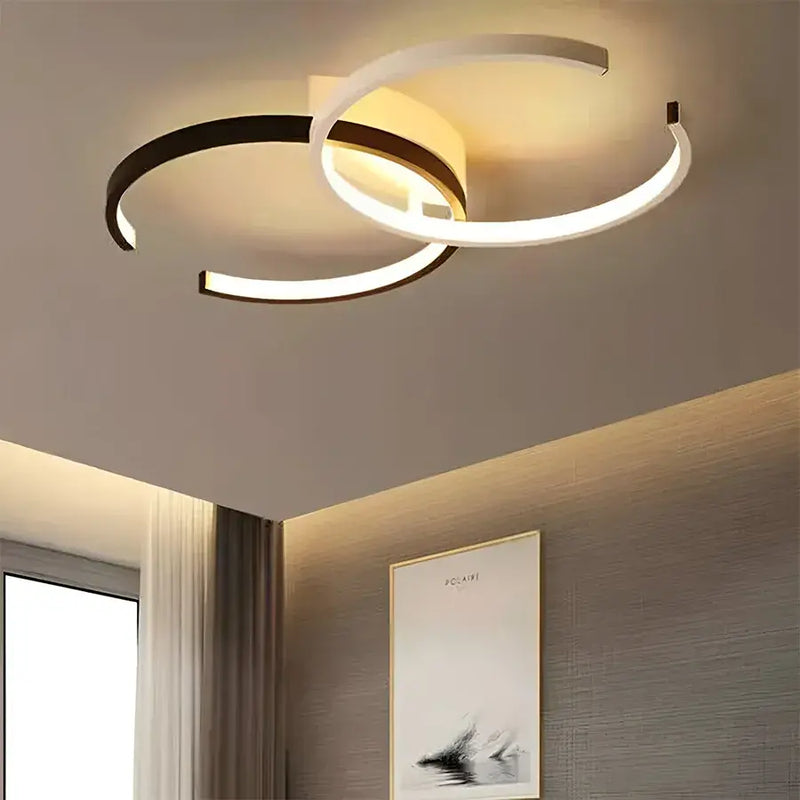 Lustra LED cu telecomanda VECTOR SEMIARC 40W, 2 Elemente, lumina Rece/Calda/Neutra, Dimabila, Negru Alb-1