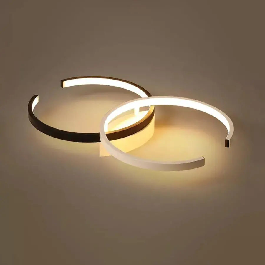 Lustra LED cu telecomanda VECTOR SEMIARC 40W, 2 Elemente, lumina Rece/Calda/Neutra, Dimabila, Negru Alb