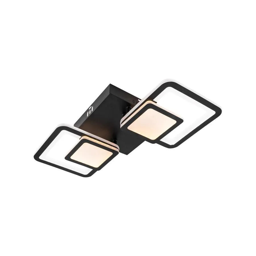 Lustra LED cu telecomanda BALANS 44W, 2 Patrate, lumina Rece/Calda/Neutra, Dimabila, Negru
