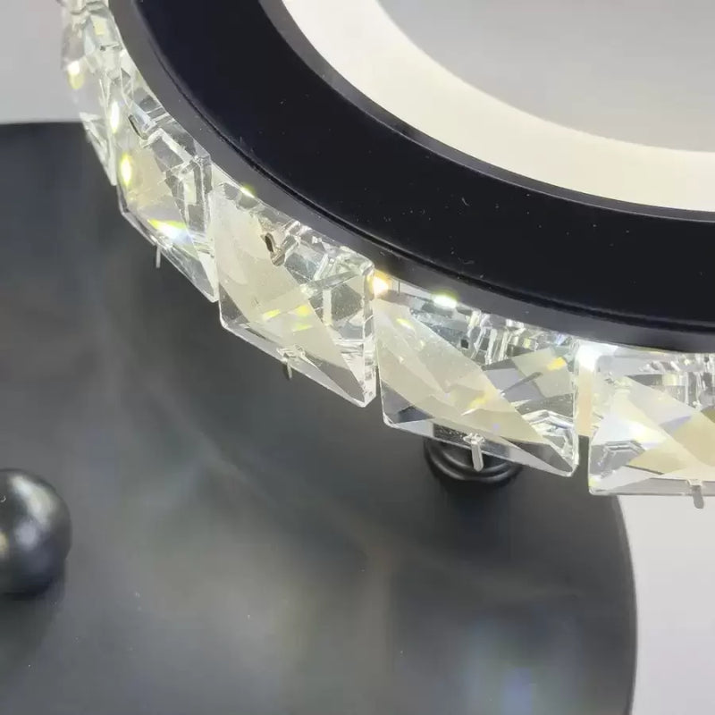 Lustra LED cu telecomanda si cristal NOVA ROTONDA RGB 145W, 6 Cercuri, lumina Rece/Calda/Neutra, Dimabila, Negru-3