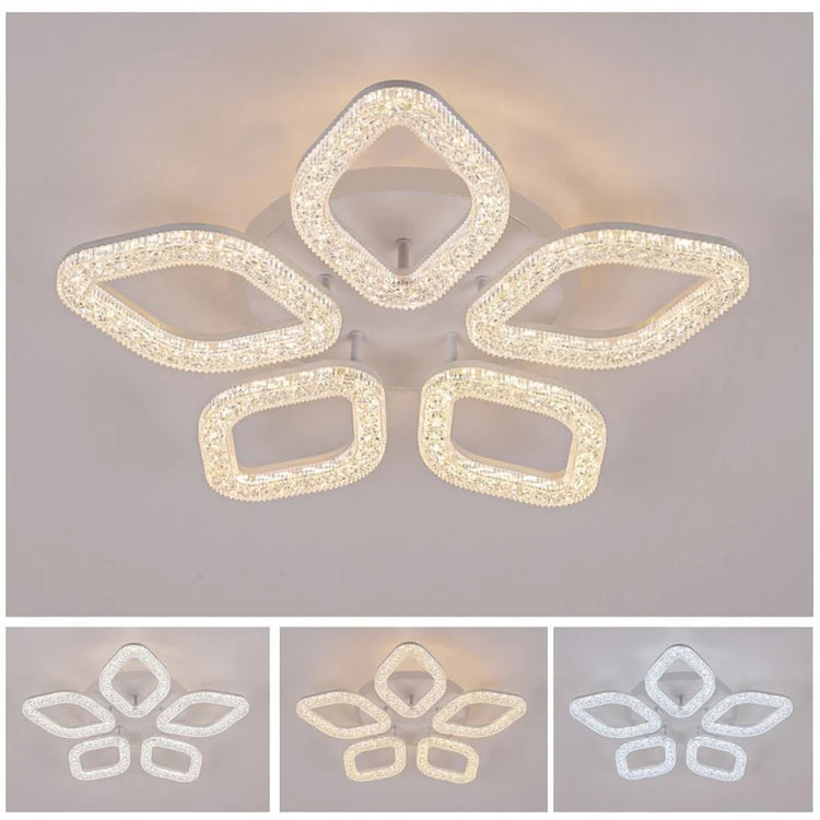 Lustra LED cu telecomanda, 67W, Lumina Rece/Calda/Neutra, Dimabila, Auriu