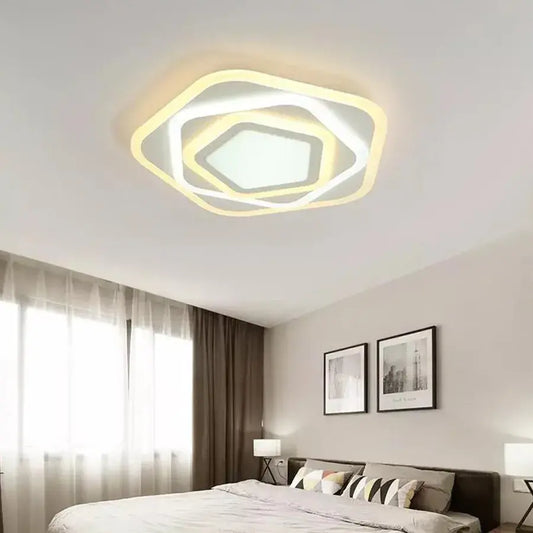 Lustra LED cu telecomanda PENTAGON 59W, 40cm, lumina Rece/Calda/Neutra, Alb